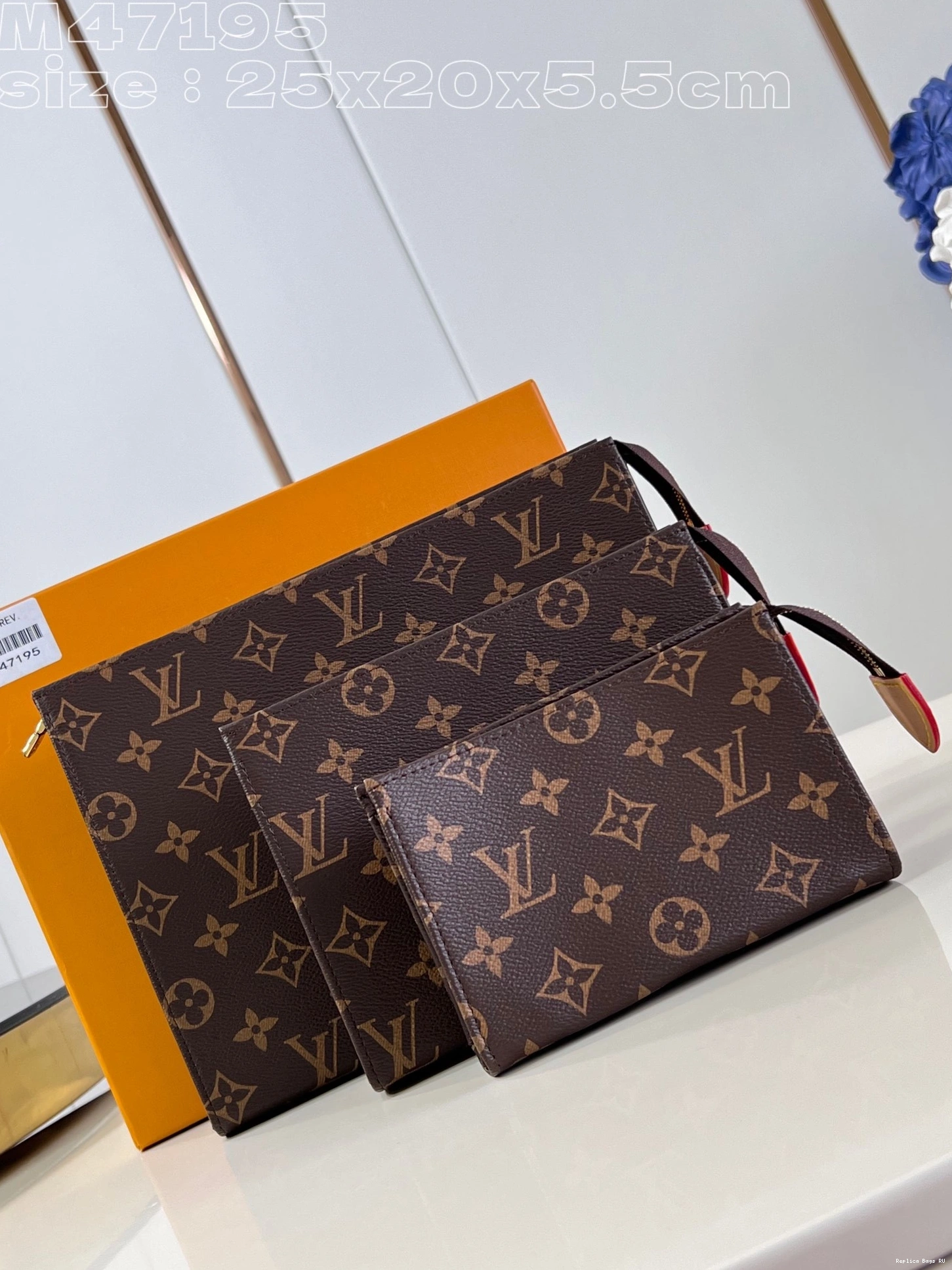 Cheap LOUIS Trio Pouch-25*20*5.5cm VUITTON Toilet 0818